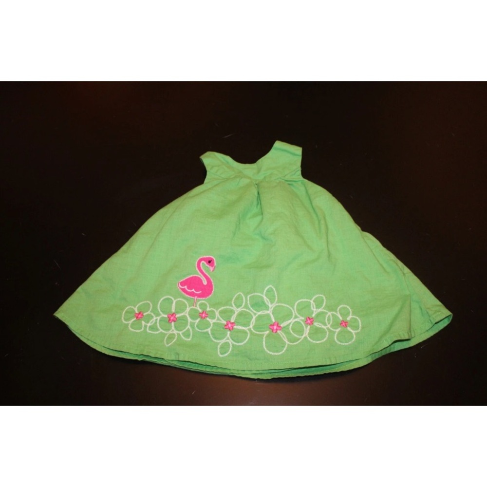 Gymboree Green Dress with Pink Flamingo